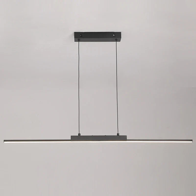 DecorBites™ modern black pendant light with sleek linear design and thin cables for dining room and living room