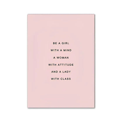 DecorBites™ modern pink aesthetic wall art featuring a pink rectangular print with motivational black text