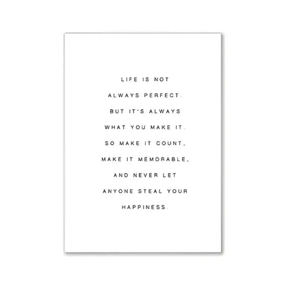 White rectangular art print with black minimalist typography in decorbites modern pink aesthetic wall art decor
