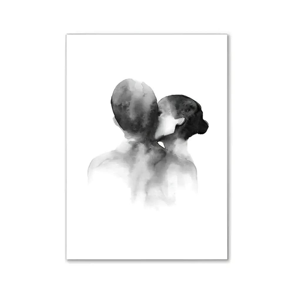 Black and white watercolor wall art poster of two figures embracing for minimalist pink aesthetic decorbites modern pink aesthetic