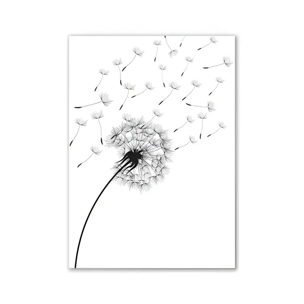 Black-and-white dandelion illustration wall art from DecorBites™ modern pink aesthetic minimalist pink aesthetic set