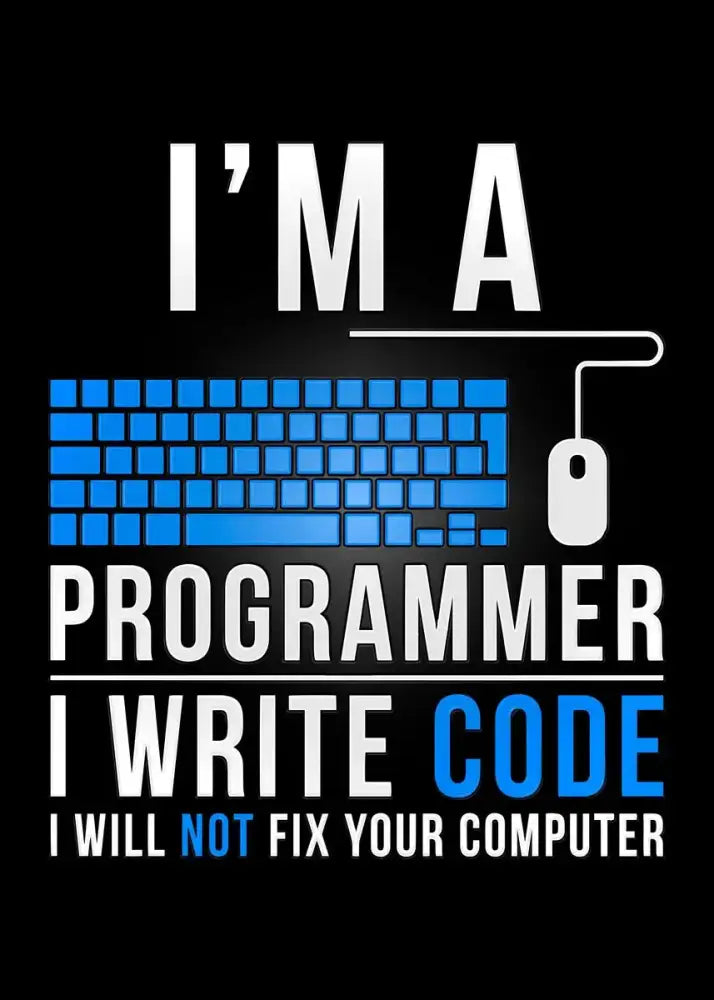 Decorbites™ modern programmer gamer canvas wall art with blue and white abstract stylized keyboard and mouse on black background