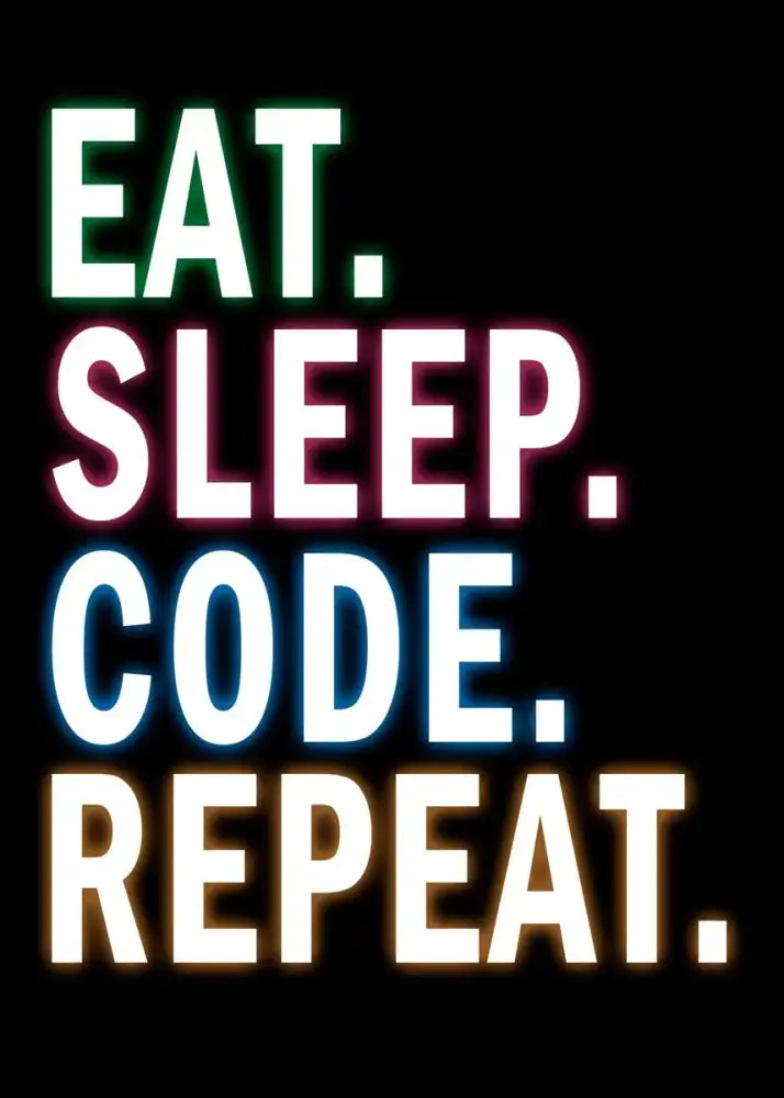 Neon-lit text graphic eat in decorbites™ modern programmer gamer canvas wall art for abstract programmer gamer decor