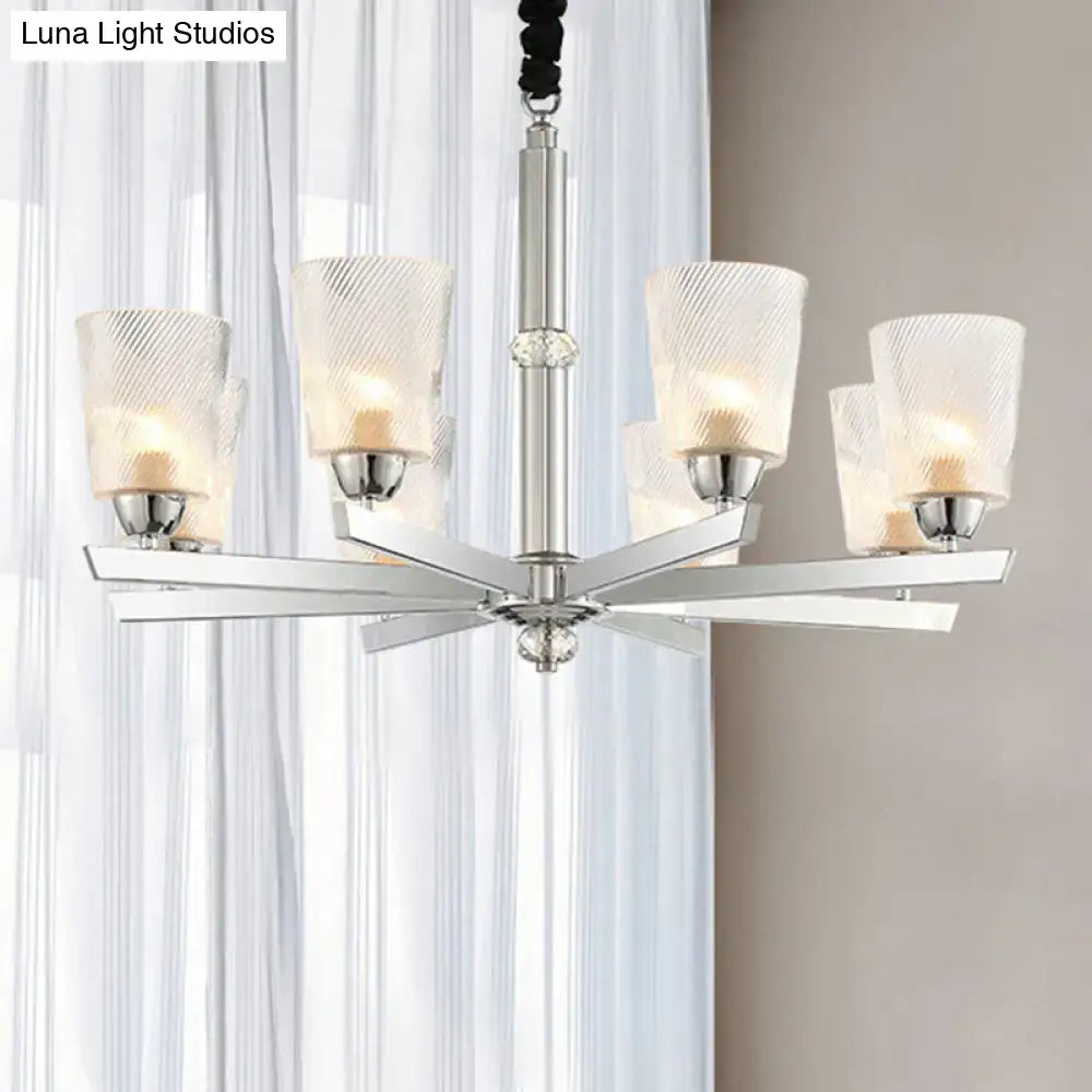 Decorbites™ modern ribbed glass chandelier pendant with chrome finish and frosted glass shades for living room 220v-240v