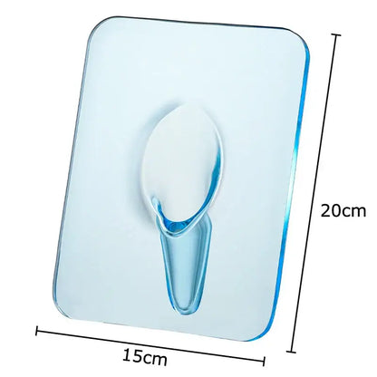 DecorBites™ modern transparent square vase in blue adhesive hook design measuring 20cm by 15cm