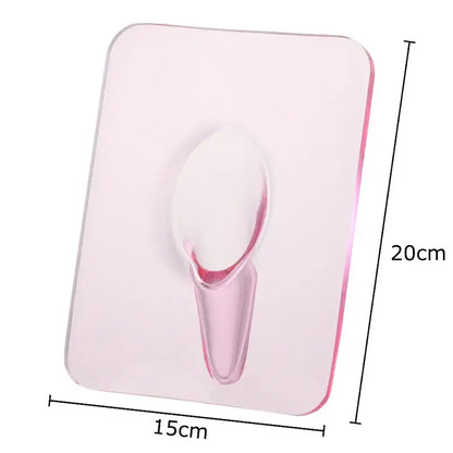 Pink translucent adhesive hook with modern design supporting DecorBites™ modern transparent square vase for flowers