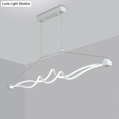 Decorbites modern twisted island pendant led ceiling light with wave design in white for metallic dining room maximum bulb wattage