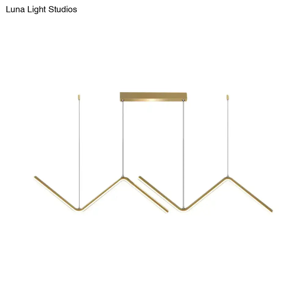 DecorBites modern zigzag metal hanging lamp in black and gold with sleek linear design for dining room lighting