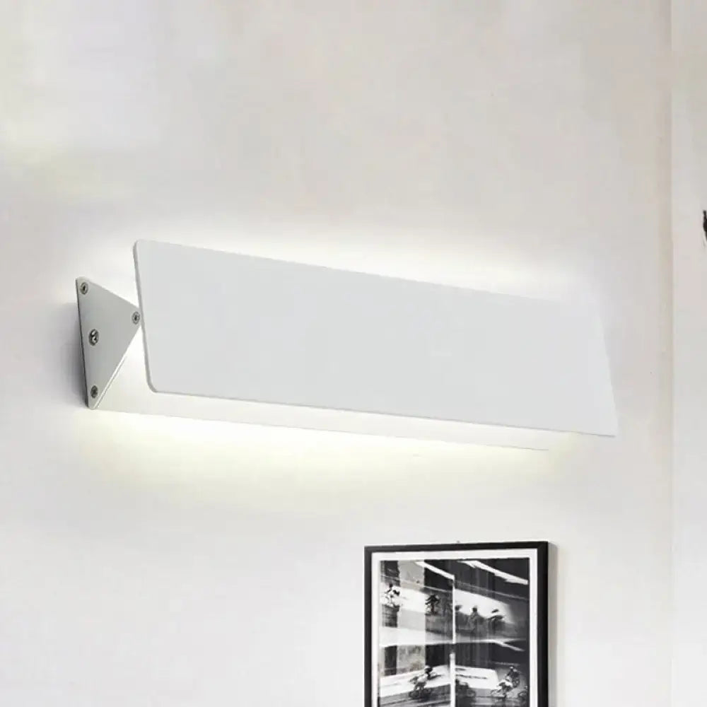 Modern white rectangular wall light with sleek metallic bracket offers direct wired electric outdoor illumination