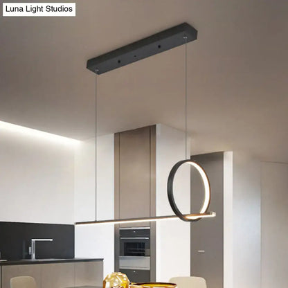 DecorBites™ modernist black linear and ring chandelier lamp in 220v-240v for dining room with minimalist design