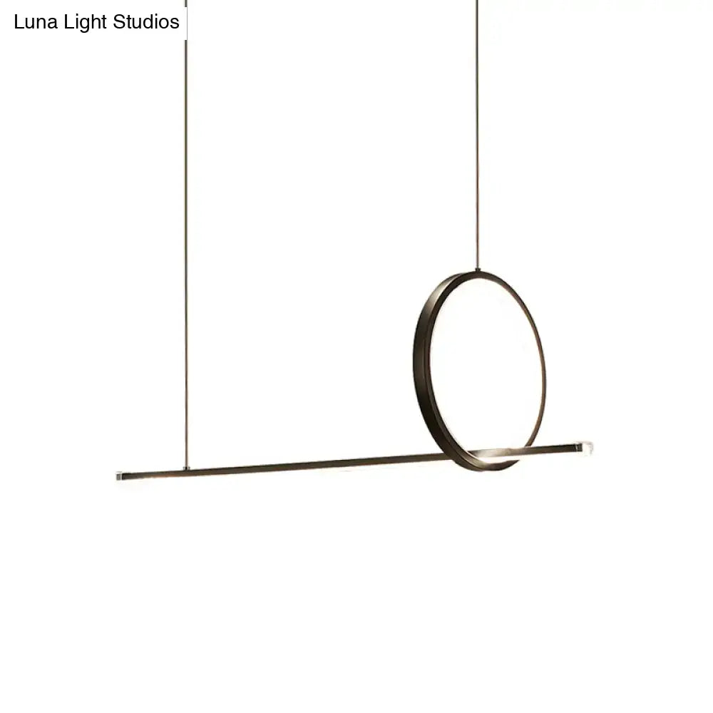 Minimalist black DecorBites™ chandelier lamp with circular pendant and linear LED bar for dining room 220v-240v use