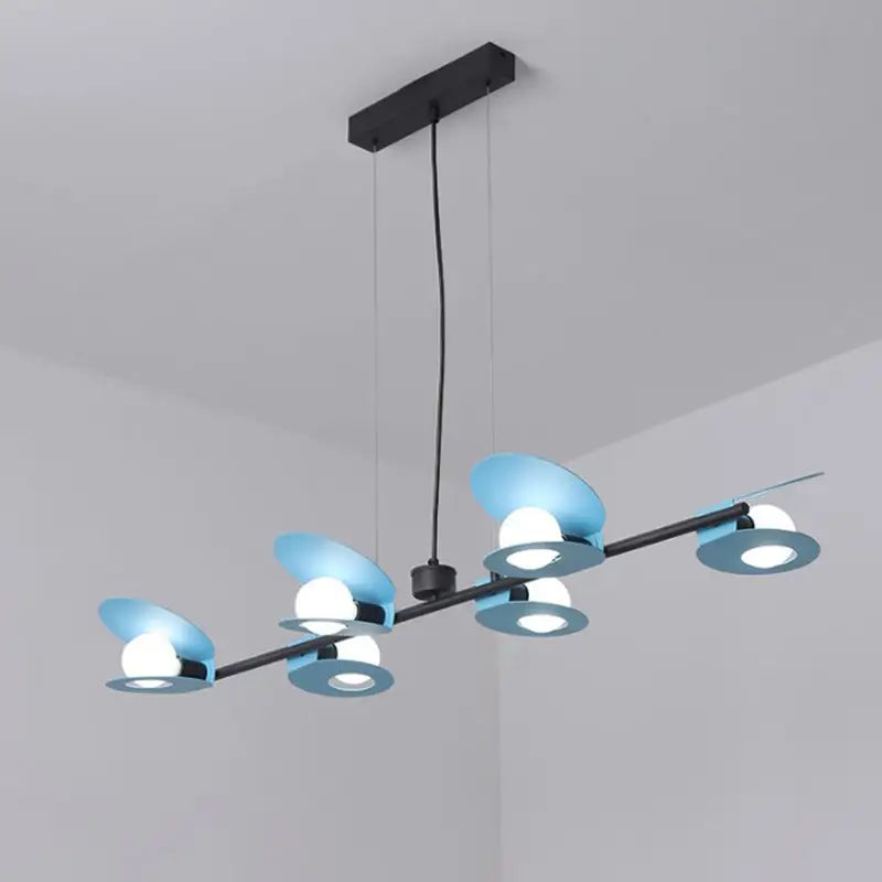 Modern blue and black metallic island ceiling light with sleek minimalist design hanging lamp kit for dining room