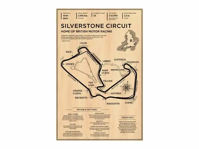 Vintage-style beige decorbites™ monaco grand prix poster featuring detailed black line drawing of silverstone circuit layout