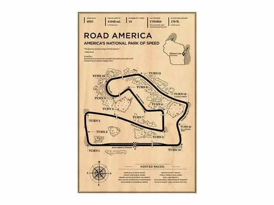 Beige vintage-style decorbites monaco grand prix racing canvas wall art featuring road america track layout in black ink lines