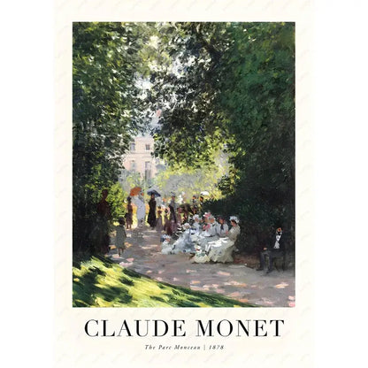 Decorbites™ monet wildflower poster print featuring claude monet’s 1878 parc monceau sunlit park scene in green tones