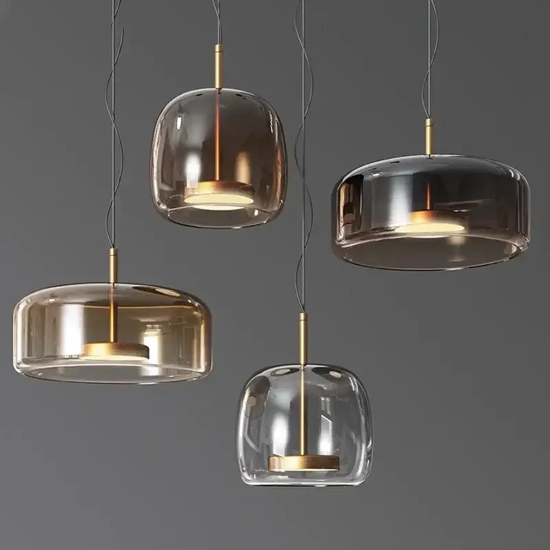 Decorbites™ moroccan amber modern nordic pendant light with frosted glass shades and brass accents pendant light