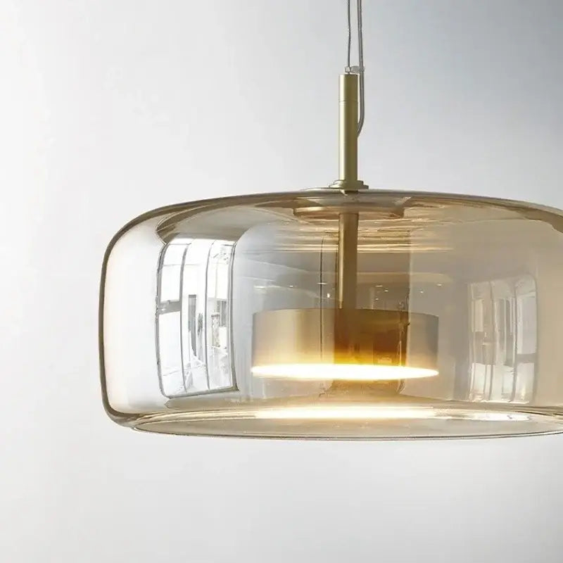 Decorbites™ moroccan amber modern nordic pendant light with warm amber glass shade and brass-finished metal components