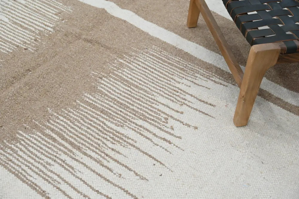 Beige and white textured geometric decorbites moroccan handmade azilal rug 300x200cm woven wool material