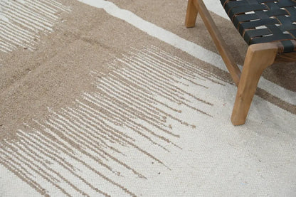 Beige and white textured geometric decorbites moroccan handmade azilal rug 300x200cm woven wool material