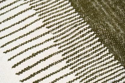 Olive green and off-white knitted texture of decorbites™ moroccan handmade traditional azilal rug 253 x 145 cm