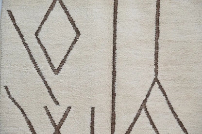Beige DecorBites™ beni ouarain rug with brown geometric patterns moroccan handmade traditional beni ouarain rug 300 x 210 cm