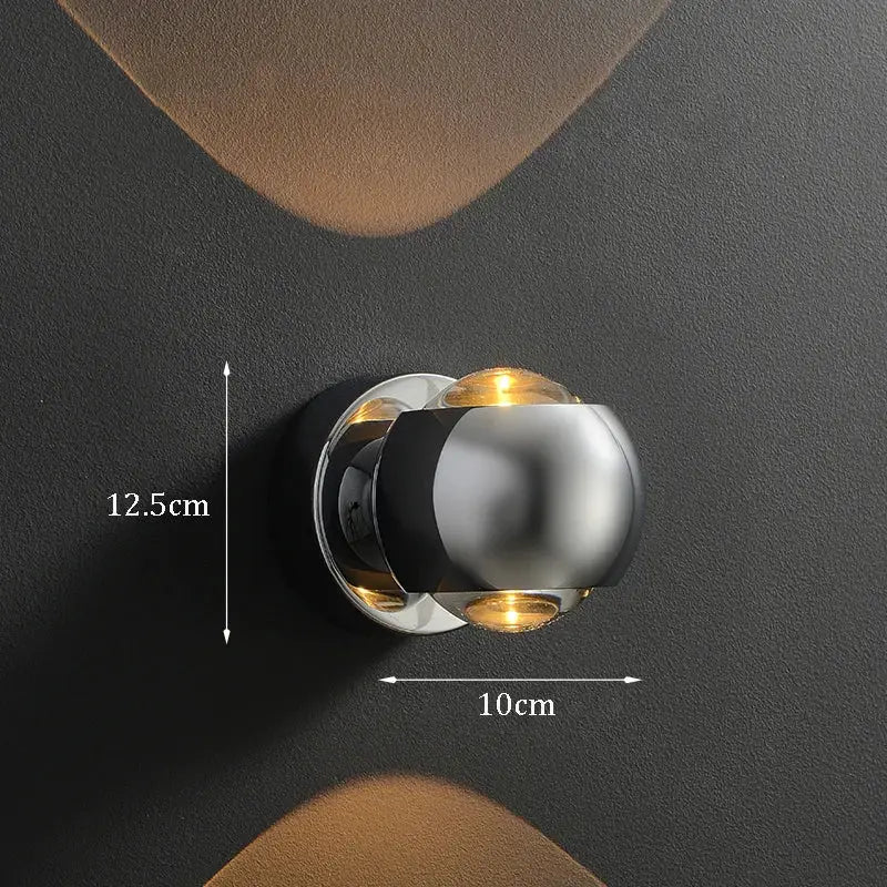 Decorbites™ moroccan modern brass led wall lamp with chrome finish, spherical design, and warm amber led lighting