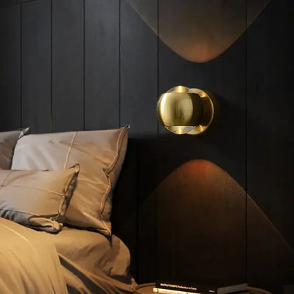 Decorbites™ moroccan modern black brass led wall lamp with polished reflective brass led wall sconce spherical design