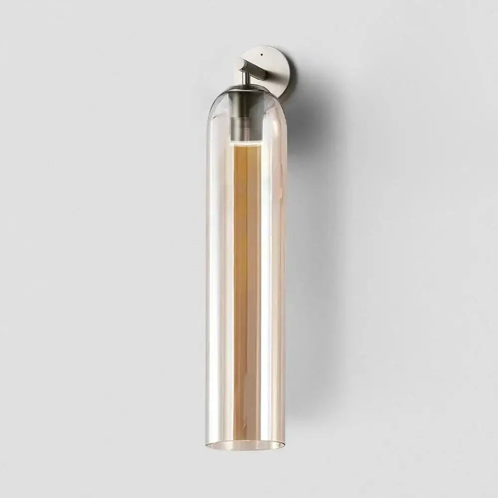 DecorBites™ sleek glass wall sconce with translucent amber shade and brushed nickel base for energy-efficient led bulbs