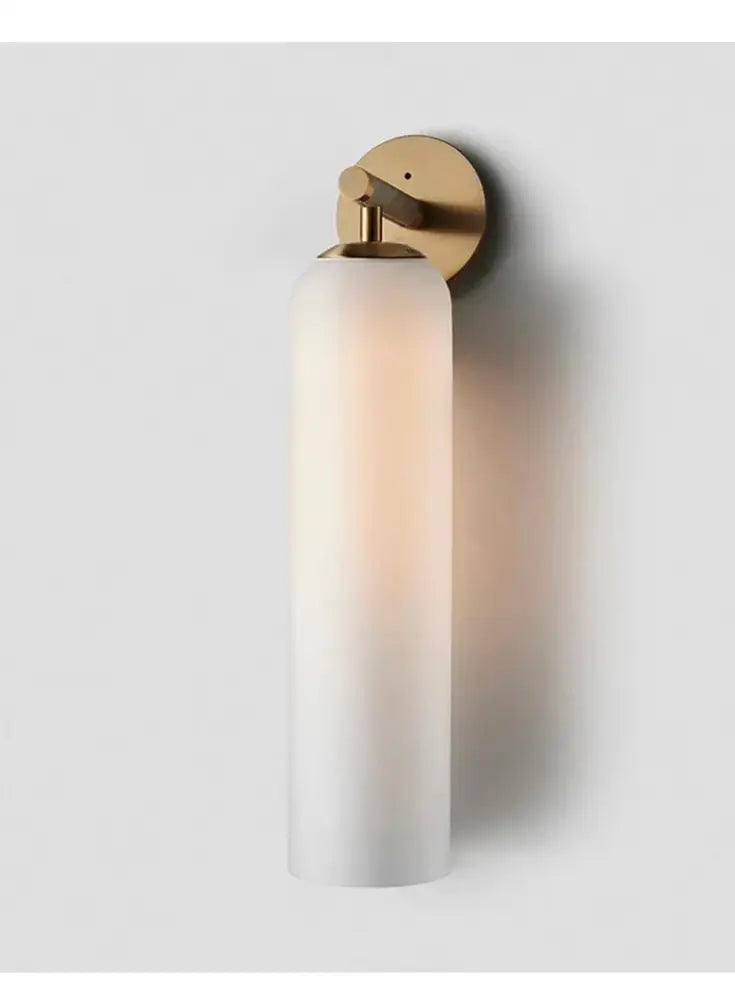 Decorbites™ sleek glass wall sconce with frosted glass shade and brushed brass hardware for energy-efficient led bulbs