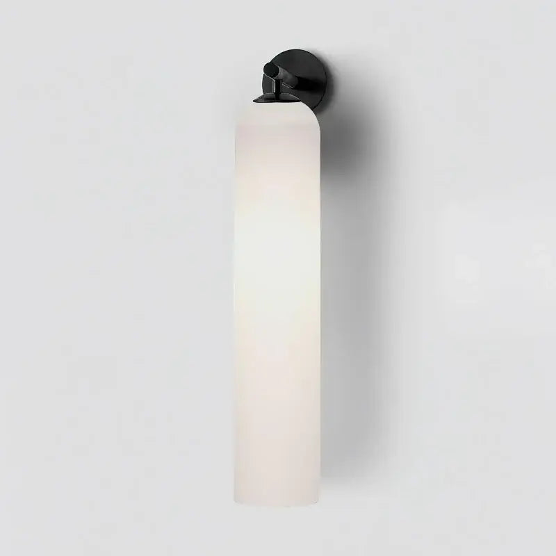 Decorbites™ sleek glass wall sconce with frosted glass shade and black metal bracket for energy-efficient led bulbs