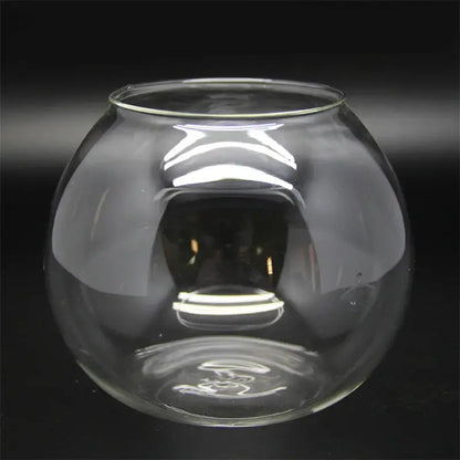 Clear glass ball glass vase with smooth rounded shape and thickened rim for desktop moss ball glass decor by DecorBites