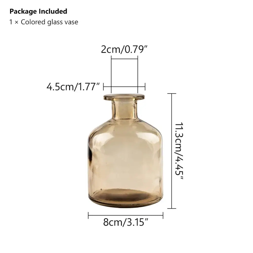 DecorBites™ multicolor translucent amber glass vase with short neck 2cm opening ideal as flower pot or decoration