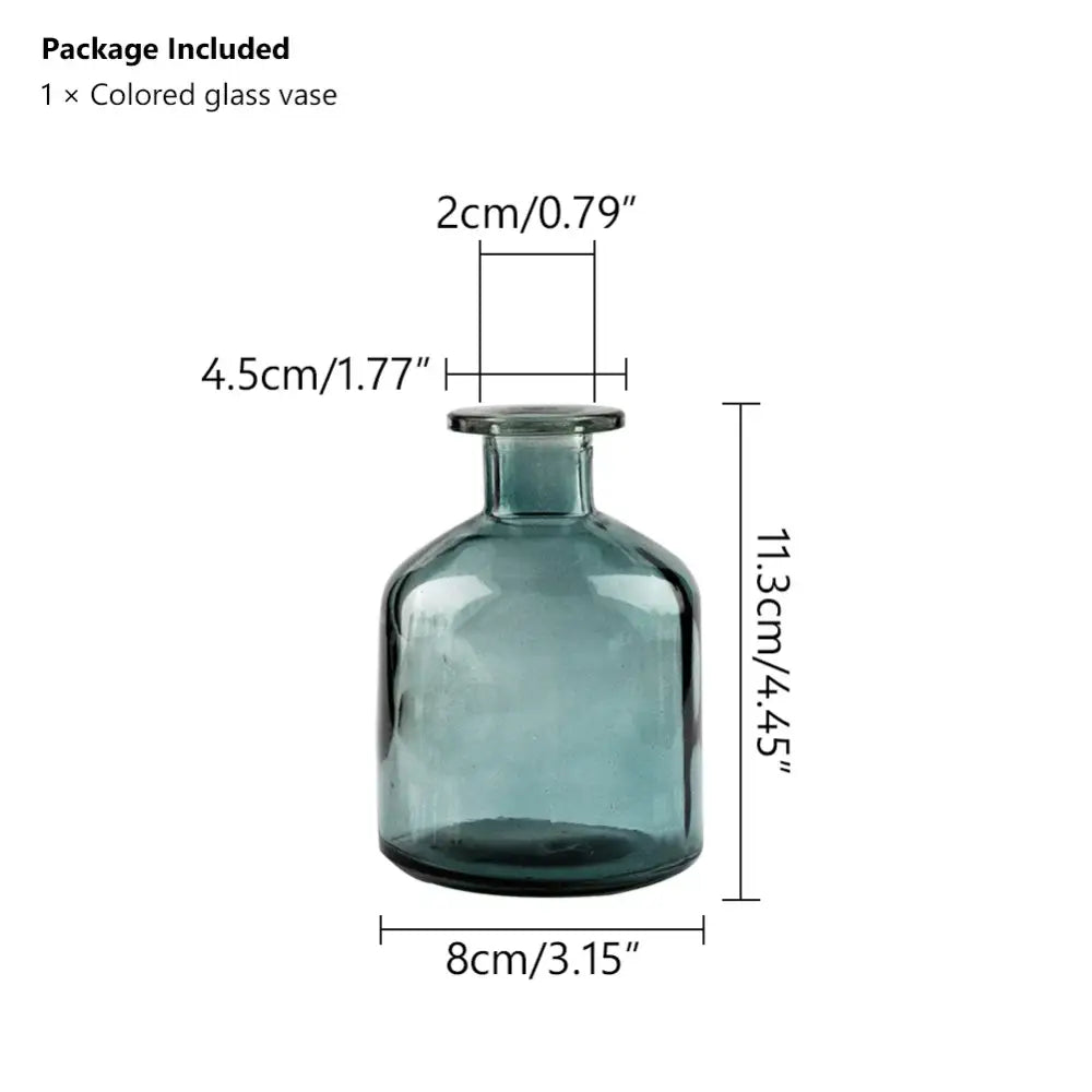 DecorBites™ multicolor translucent teal glass vase with short neck and 2cm opening perfect as a flower pot