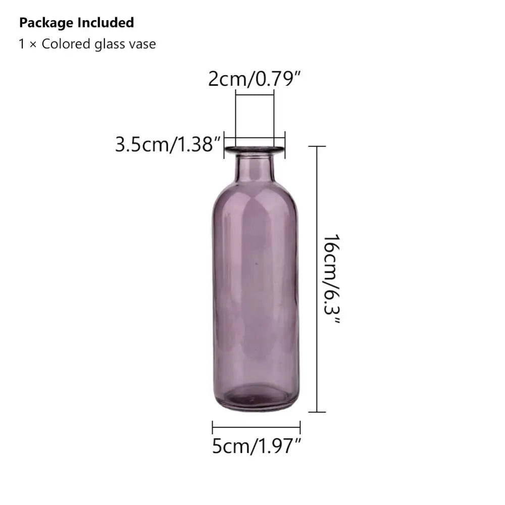 Decorbites™ multicolor european slender translucent purple glass vase with narrow neck opening 2cm for flower pot use