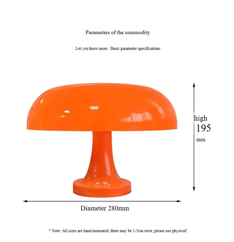 Decorbites™ vibrant orange mushroom table lamp with glossy finish usb plug perfect modern bedside lighting
