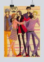 Decorbites™ nana anime poster set featuring five colorful characters in fashion-forward outfits with retro japan anime style background