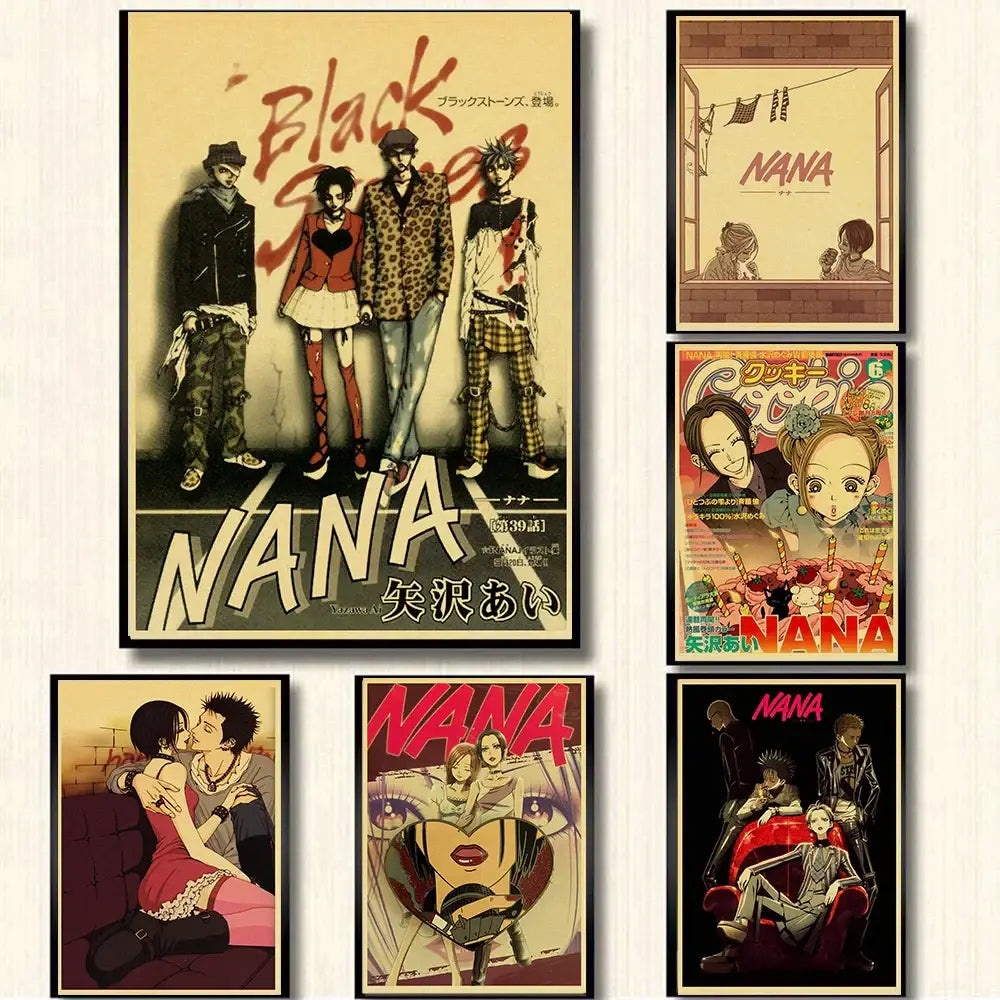 Vintage-style nana anime poster on retro kraft paper with sepia tones from decorbites™ 2021 arrivals collection