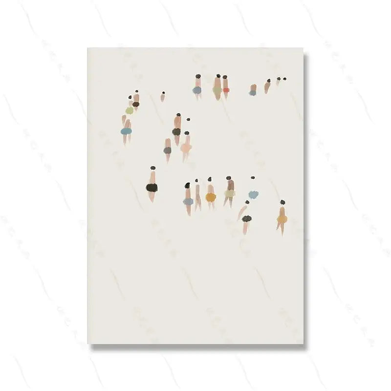 DecorBites™ neutral canvas triptych wall art set features minimalist colorful human figures on off-white background
