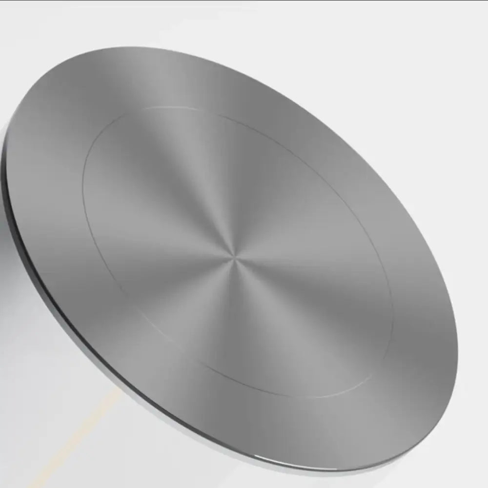 Decorbites™ nordic battery operated table lamp features a sleek silver metal disc with a brushed radial finish
