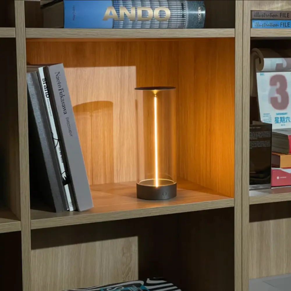 Decorbites™ nordic battery operated table lamp with sleek glass body and warm amber light is a stylish table lamp