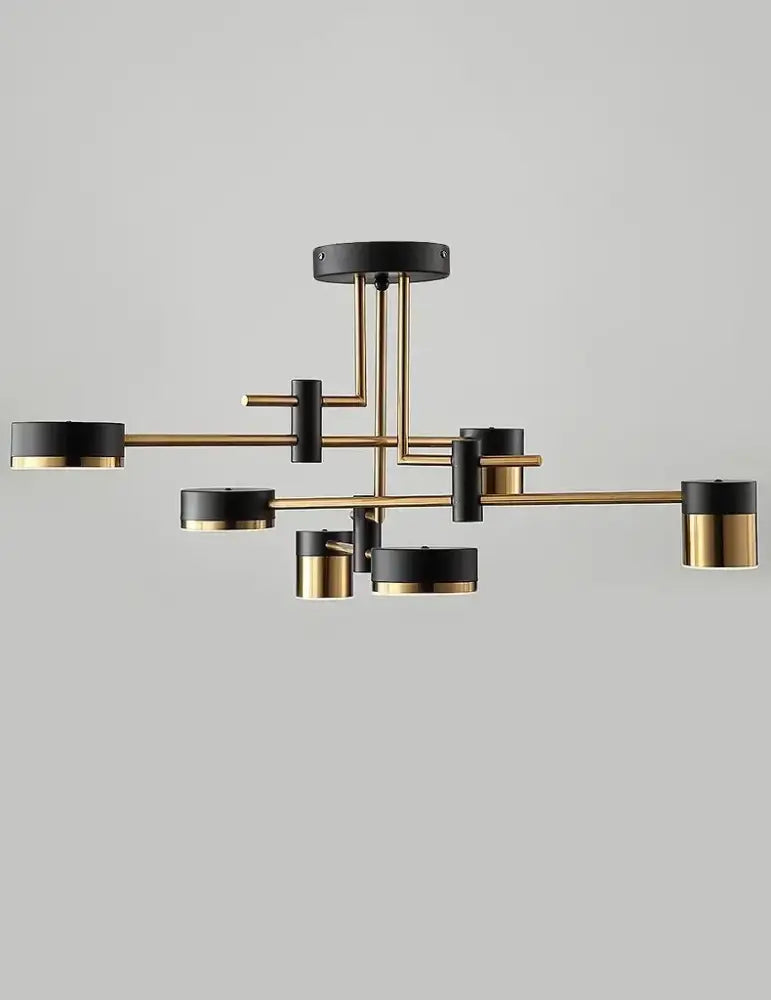 Modern black and brass nordic black gold pendant light with geometric cylindrical fixtures for living room decor