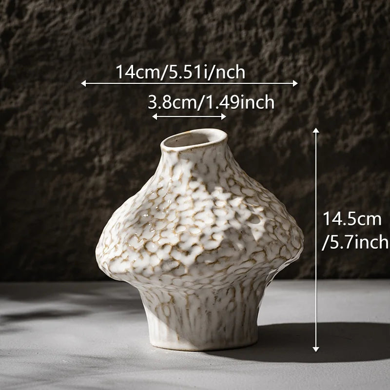 Nordic Ceramic Vase with Pampas Grass - B - Vase