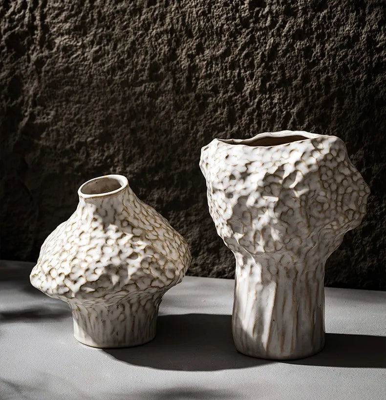 Nordic Ceramic Vase with Pampas Grass - Vase