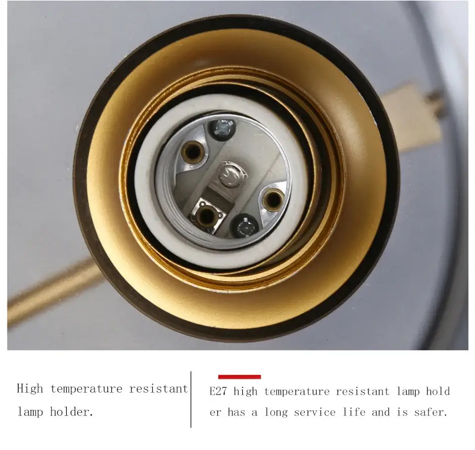 Gold-colored e27 lamp holder with ceramic base and metal contacts for decorbites nordic chandelier in living rooms