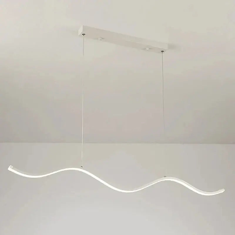 Modern white led pendant light with sleek wavy design and minimalist mount for dining room nordic chandeliers light fixture