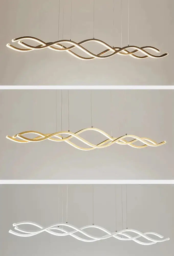 Modern minimalist pendant light with sleek wave design in gold or white finish for dining room nordic chandeliers lighting