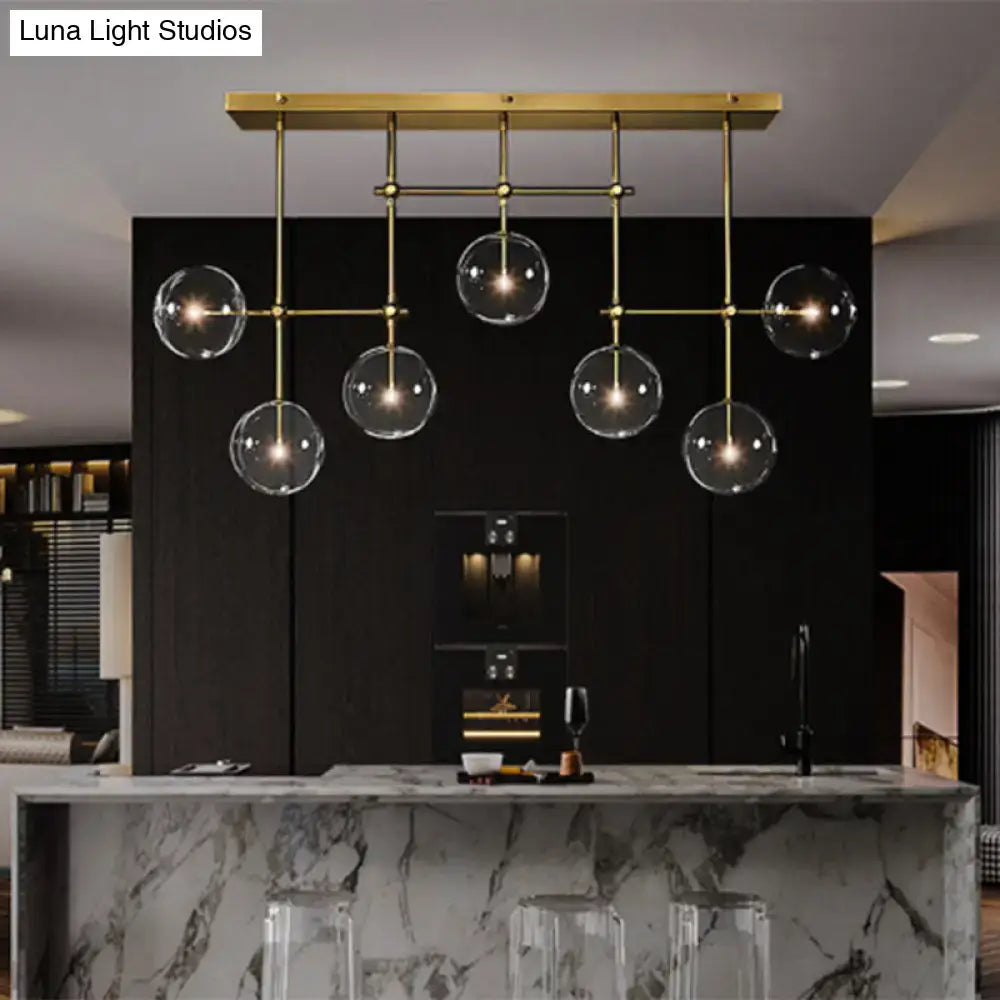 DecorBites™ nordic clear glass ceiling light with gold-toned metal arms and five globe bulbs 220v-240v for living room