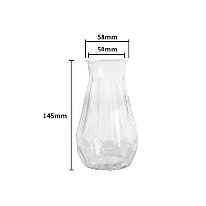 Clear glass DecorBites™ nordic flower vase with faceted geometric design for modern home decor measuring 145mm tall