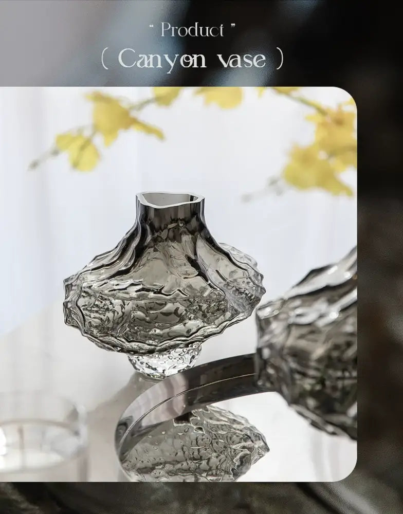 DecorBites™ nordic frosting glass vase with a textured glass vase design and metallic silver rim for modern decor