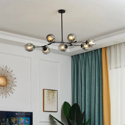 Modern decorbites™ nordic glass ball led chandelier in black metal with multiple spherical glass globe lights